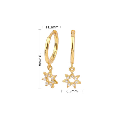 1 Pair Ig Style Simple Style Star Plating Hollow Out Inlay Sterling Silver Zircon White Gold Plated Gold Plated Drop Earrings