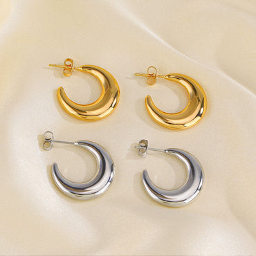 1 Pair Ig Style Moon Plating Stainless Steel 18k Gold Plated Ear Studs