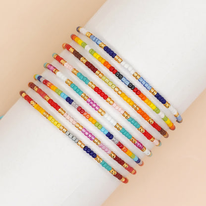 Bohemian Solid Color Seed Bead Wholesale Drawstring Bracelets