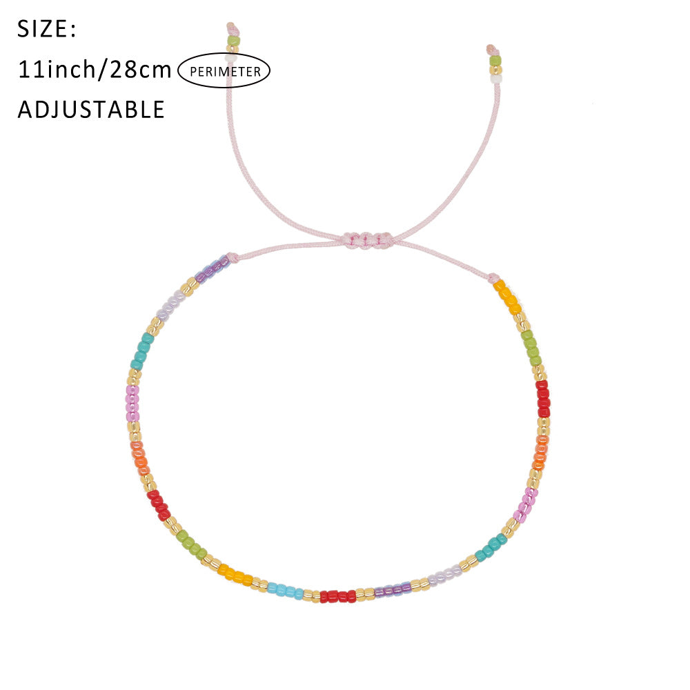 Bohemian Solid Color Seed Bead Wholesale Drawstring Bracelets