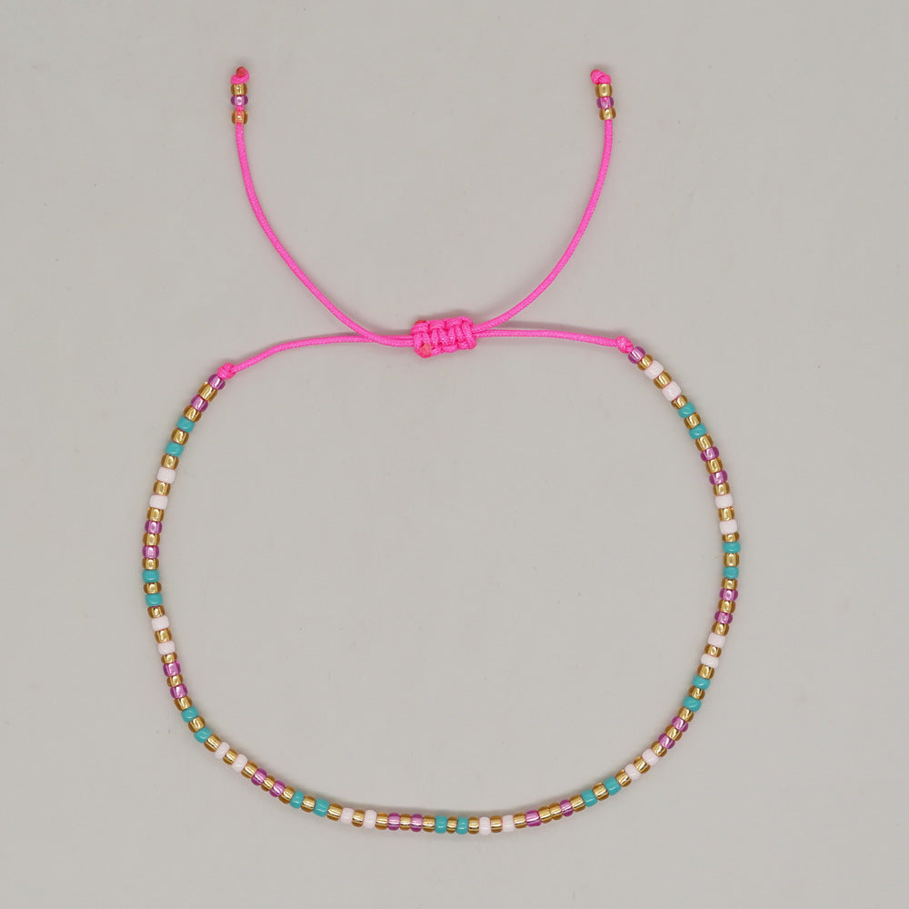 Bohemian Solid Color Seed Bead Wholesale Drawstring Bracelets