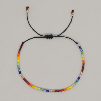 Bohemian Solid Color Seed Bead Wholesale Drawstring Bracelets