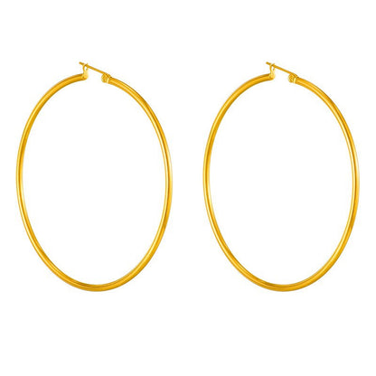 1 Pair Basic Round Plating Titanium Steel 18k Gold Plated Earrings