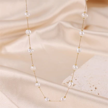 Princess Cute Commute Solid Color Stainless Steel Freshwater Pearl Plating 18k Gold Plated Necklace