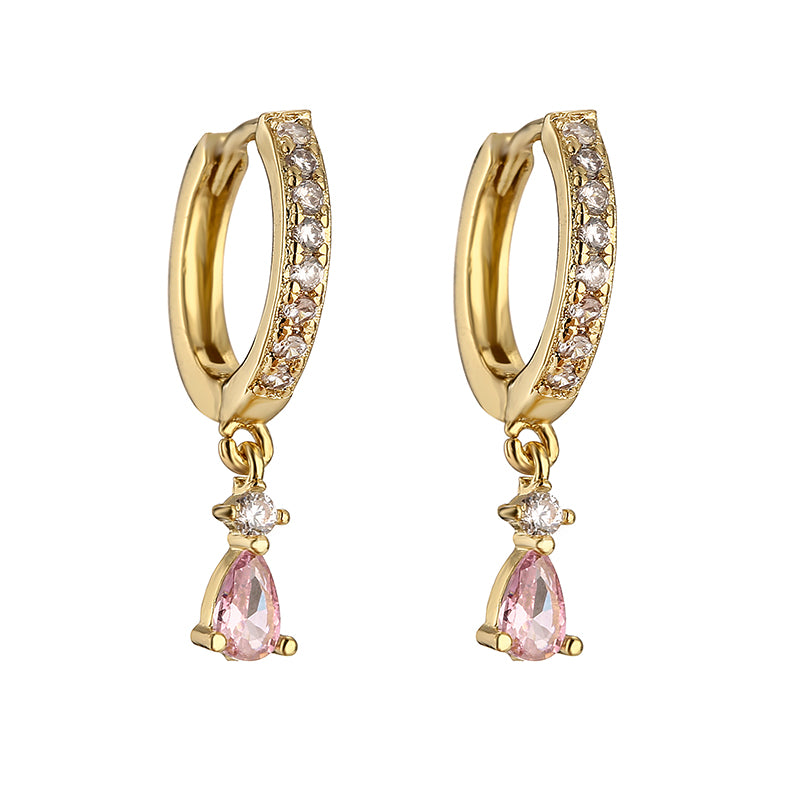 1 Pair Casual Elegant Vacation Water Droplets Plating Inlay Copper Zircon 18k Gold Plated Drop Earrings