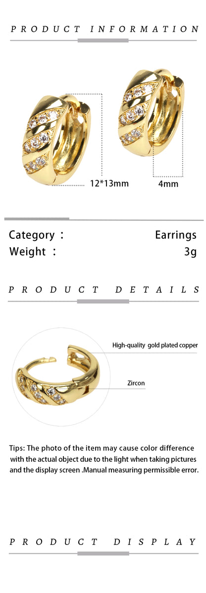 1 Pair Simple Style Round Heart Shape Butterfly Plating Inlay Copper Zircon 18k Gold Plated Earrings