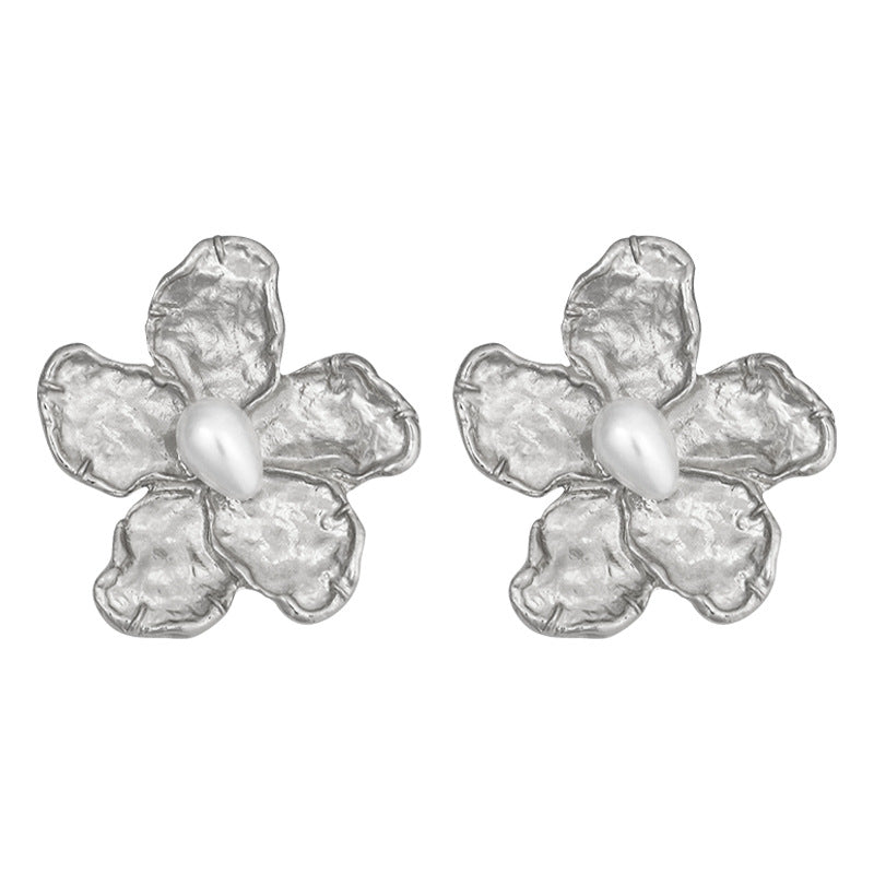 1 Pair Ig Style Elegant Solid Color Flower Plating Inlay Alloy Rhinestones Pearl Ear Studs