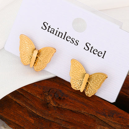 1 Pair Ig Style Elegant Sweet Butterfly Plating Stainless Steel 18k Gold Plated Ear Studs