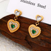 1 Pair Elegant Commute Square Heart Shape Plating Inlay Stainless Steel Zircon 18k Gold Plated Drop Earrings