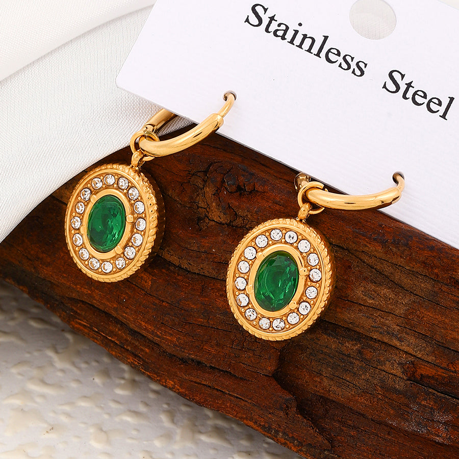 1 Pair Elegant Commute Square Heart Shape Plating Inlay Stainless Steel Zircon 18k Gold Plated Drop Earrings