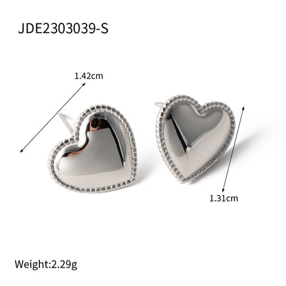 1 Pair Ins Style Basic Heart Shape Stainless Steel Plating 18k Gold Plated Ear Studs