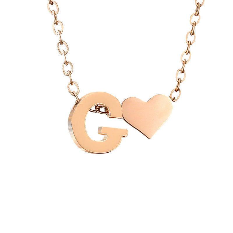 Fashion Jewelry Simple Heart-shaped Letter Women's Gold-plated Necklace Clavicle Chain Wholesale