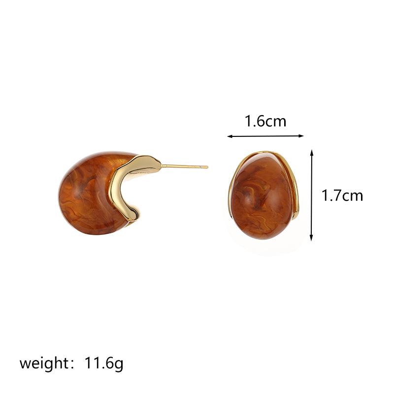 1 Pair Casual Simple Style Water Droplets Plating Inlay Copper Resin 18k Gold Plated Ear Studs