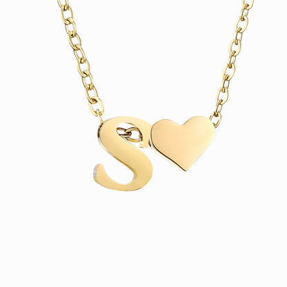 Fashion Jewelry Simple Heart-shaped Letter Women's Gold-plated Necklace Clavicle Chain Wholesale