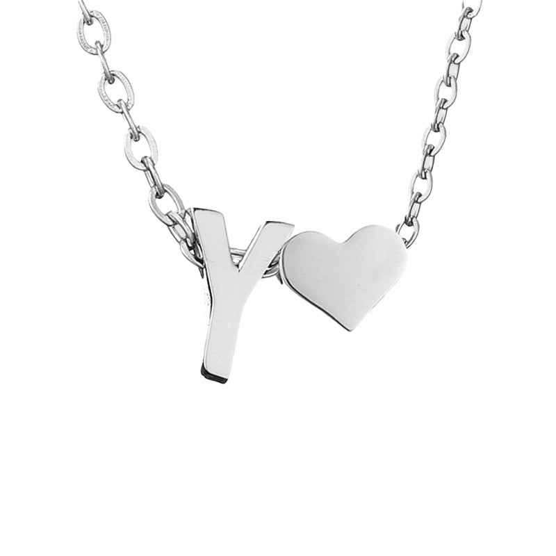 Fashion Jewelry Simple Heart-shaped Letter Women's Gold-plated Necklace Clavicle Chain Wholesale