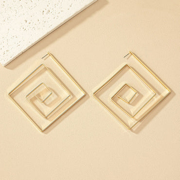 1 Pair Retro Exaggerated Square Plating Metal Drop Earrings