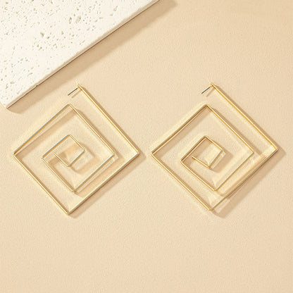 1 Pair Retro Exaggerated Square Plating Metal Drop Earrings