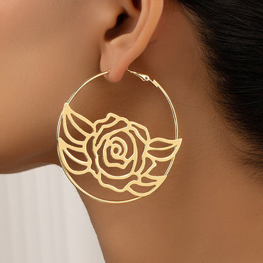 1 Pair Ig Style Simple Style Flower Plating Hollow Out Metal Earrings