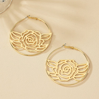 1 Pair Ig Style Simple Style Flower Plating Hollow Out Metal Earrings