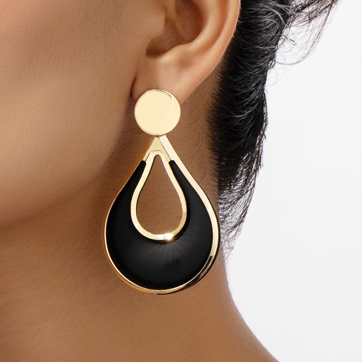 Wholesale Jewelry Casual Simple Style Water Droplets Metal Spray Paint Plating Drop Earrings