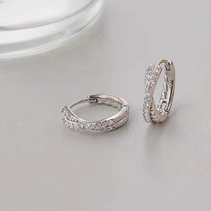 1 Pair Casual Round Plating Inlay Sterling Silver Zircon Gold Plated Silver Plated Earrings