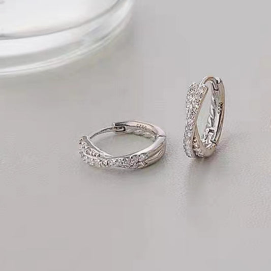 1 Pair Casual Round Plating Inlay Sterling Silver Zircon Gold Plated Silver Plated Earrings