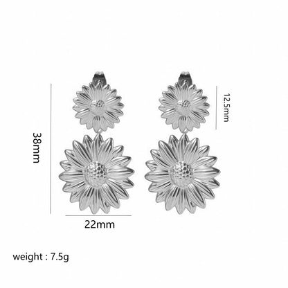 1 Pair Modern Style Artistic Flower Butterfly Plating Titanium Steel Earrings