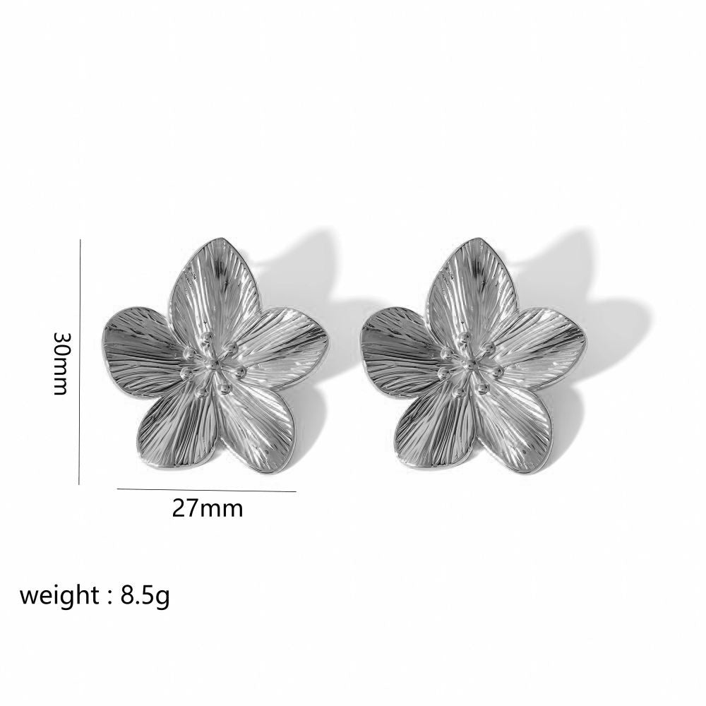 1 Pair Modern Style Artistic Flower Butterfly Plating Titanium Steel Earrings