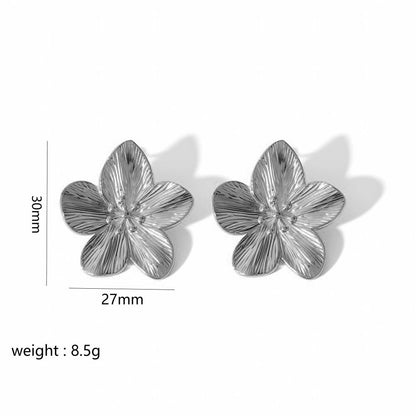 1 Pair Modern Style Artistic Flower Butterfly Plating Titanium Steel Earrings