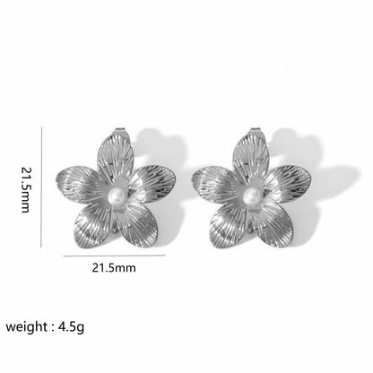 1 Pair Modern Style Artistic Flower Butterfly Plating Titanium Steel Earrings