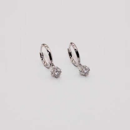 1 Pair Classic Style Ball Plating Inlay Sterling Silver Zircon Gold Plated Silver Plated Hoop Earrings