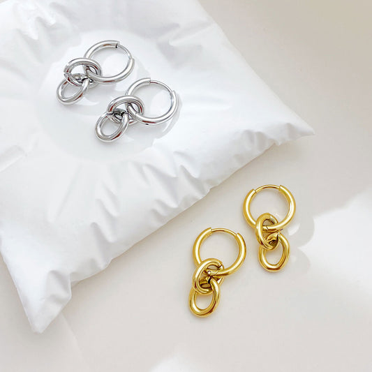 1 Pair Streetwear Solid Color Plating Stainless Steel White Gold Plated Gold Plated Drop Earrings