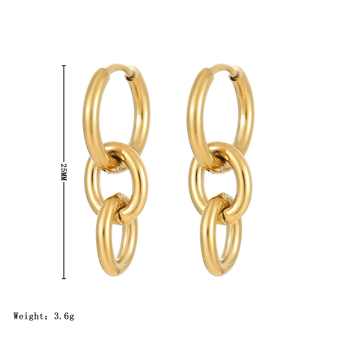 1 Pair Streetwear Solid Color Plating Stainless Steel White Gold Plated Gold Plated Drop Earrings