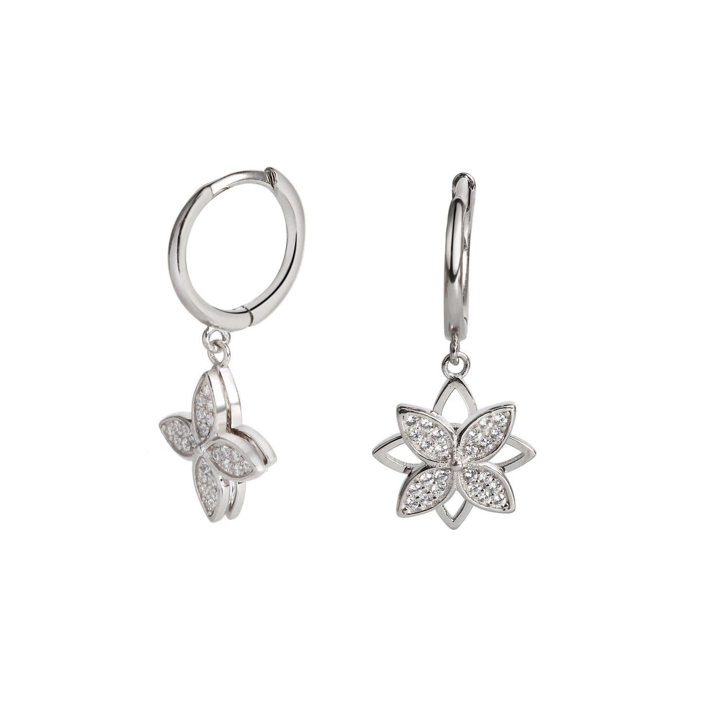 1 Pair Simple Style Flower Inlay Sterling Silver Zircon Drop Earrings