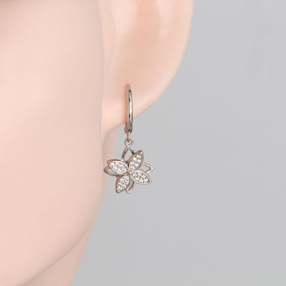 1 Pair Simple Style Flower Inlay Sterling Silver Zircon Drop Earrings