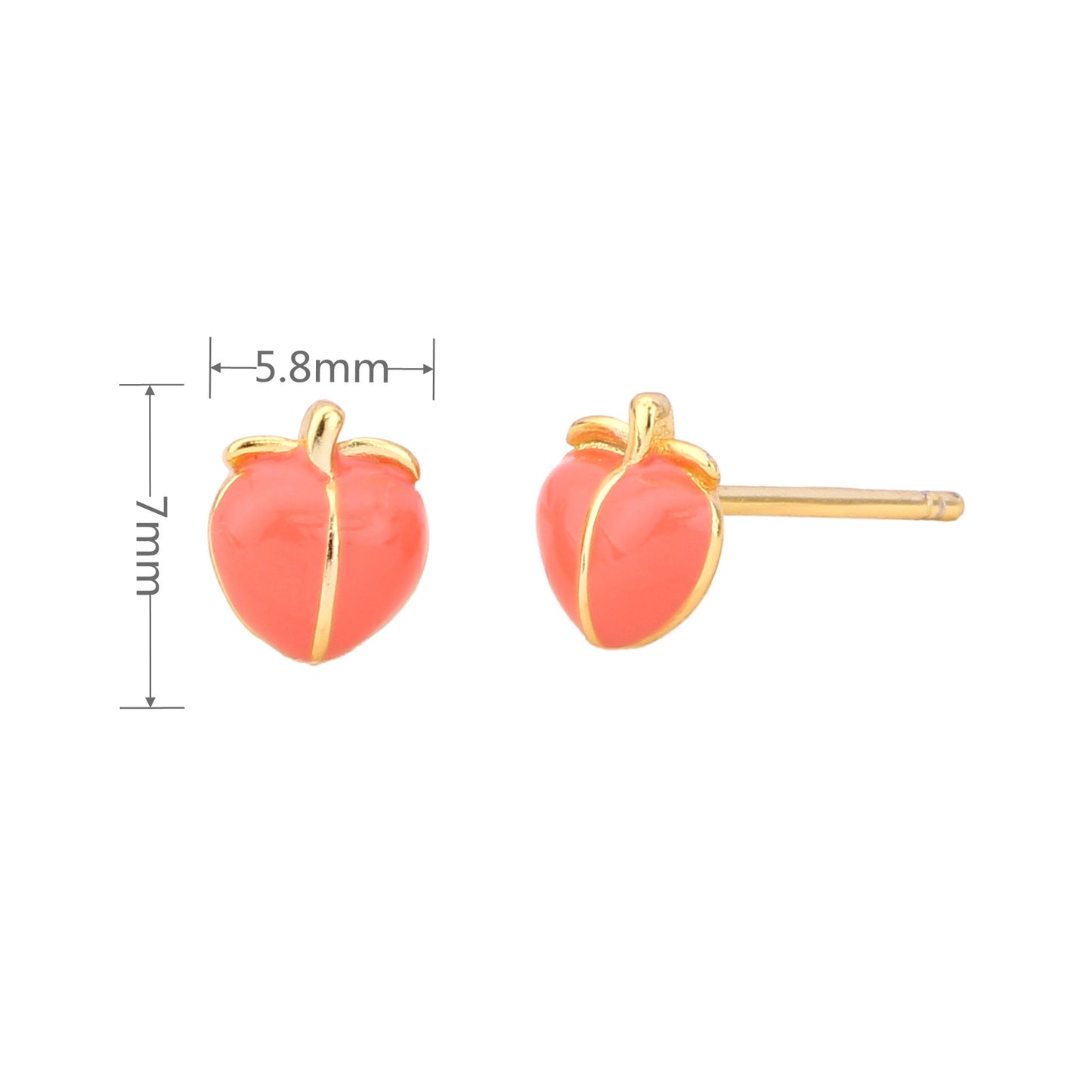 1 Pair Simple Style Peach Epoxy Sterling Silver Ear Studs