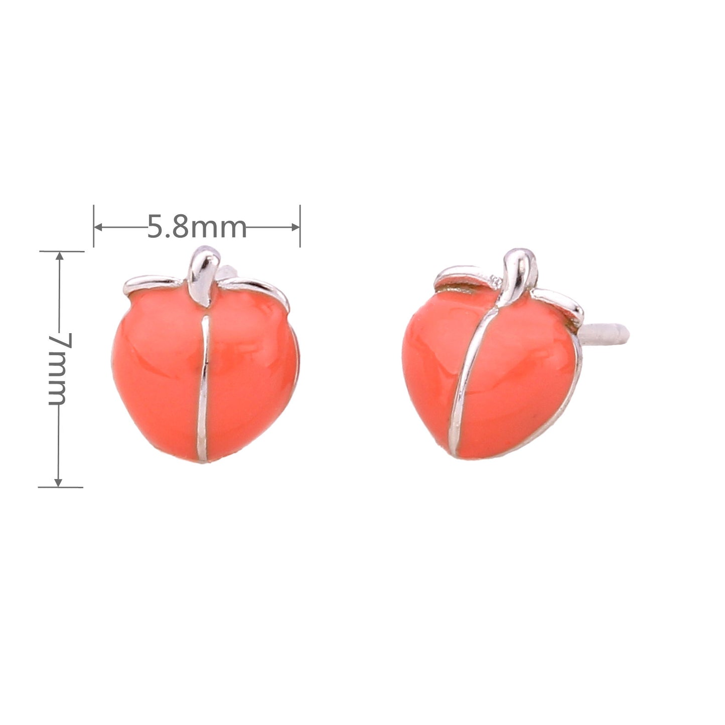 1 Pair Simple Style Peach Epoxy Sterling Silver Ear Studs