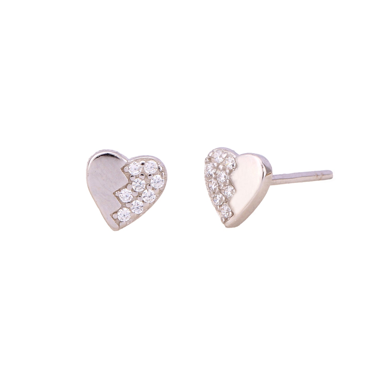 1 Pair Simple Style Heart Shape Inlay Sterling Silver Zircon Ear Studs