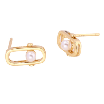 1 Pair Simple Style Solid Color Inlay Sterling Silver Pearl Ear Studs