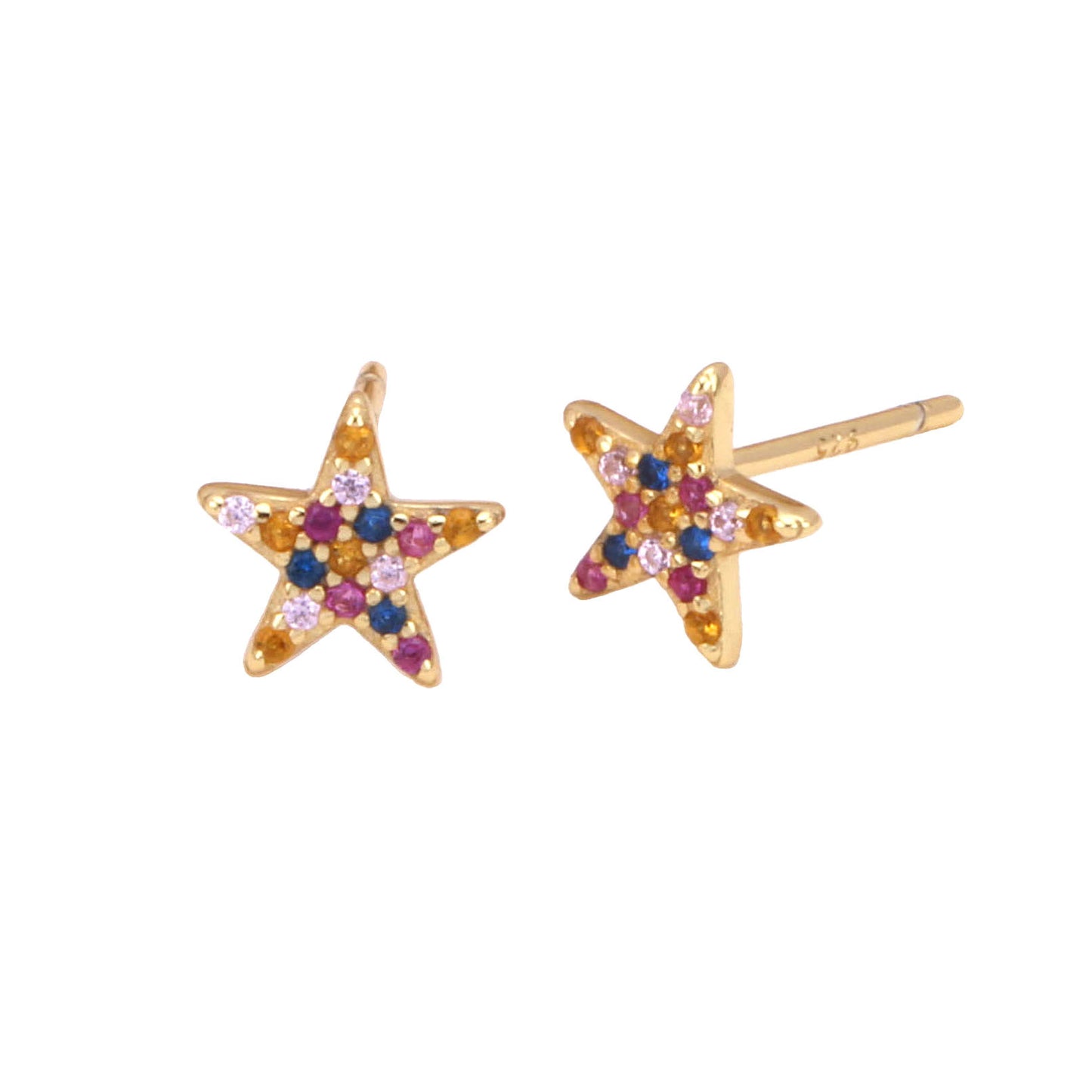 1 Pair Simple Style Star Inlay Sterling Silver Gem Ear Studs