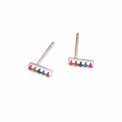 1 Pair Simple Style Solid Color Inlay Sterling Silver Zircon Ear Studs