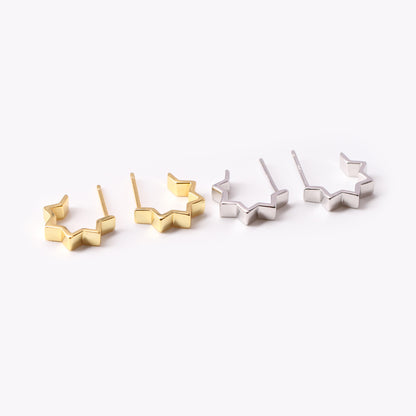 1 Pair Simple Style Star Plating Sterling Silver Ear Studs
