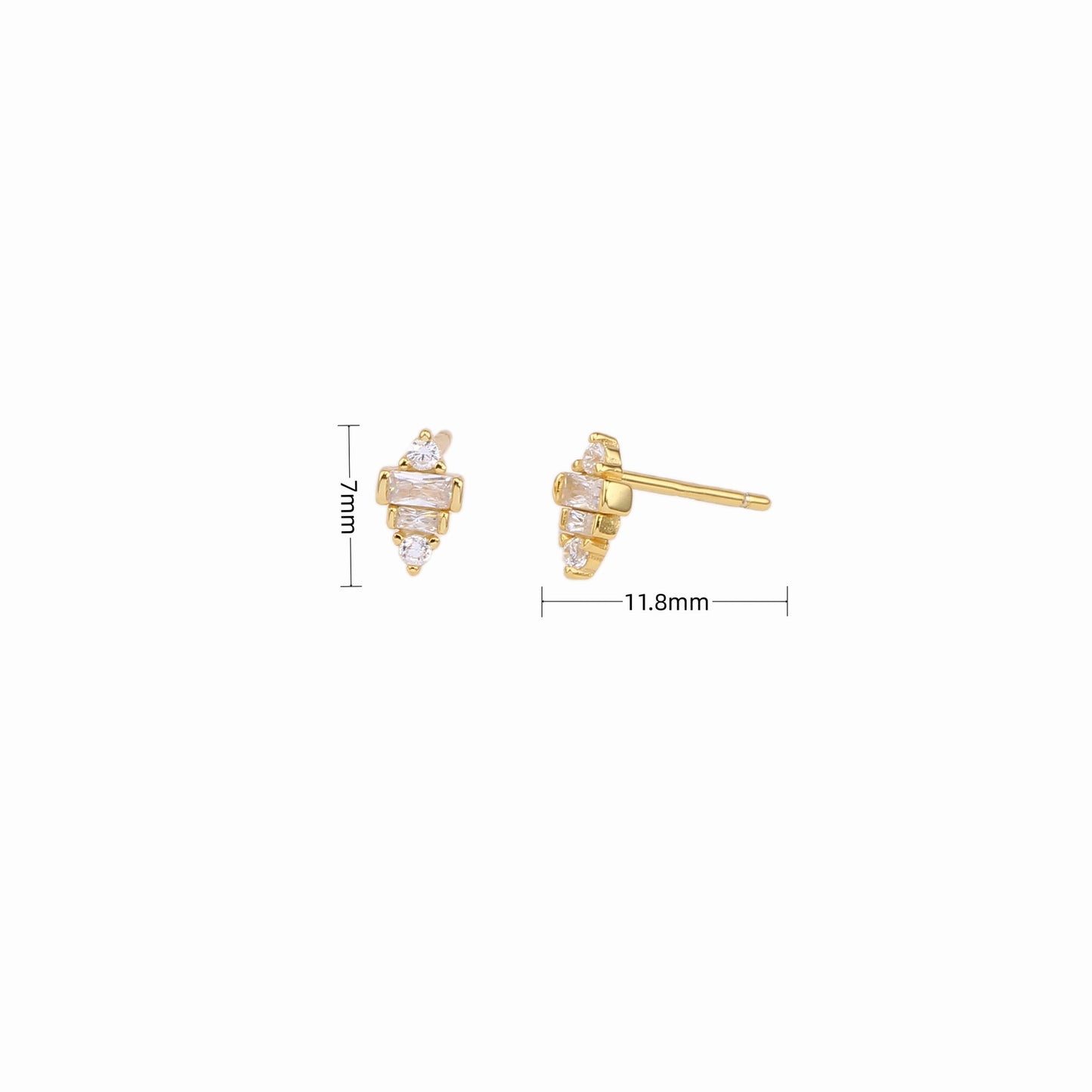 1 Pair Simple Style Irregular Inlay Sterling Silver Zircon Ear Studs