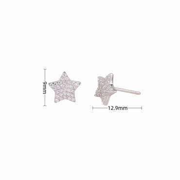 1 Pair Sweet Star Plating Inlay Sterling Silver Zircon Ear Studs