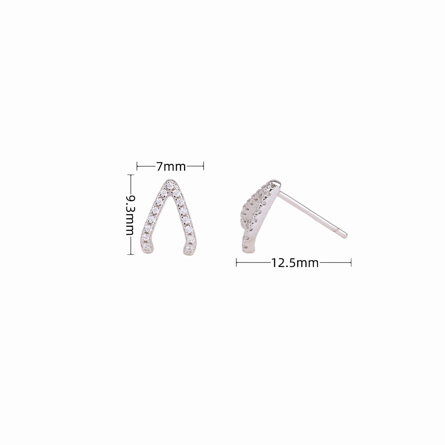 1 Pair Simple Style V Shape Inlay Sterling Silver Zircon Ear Studs