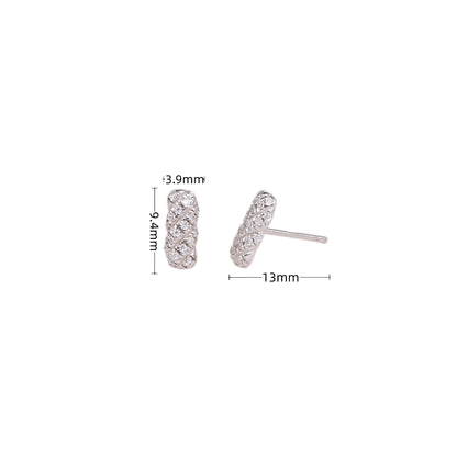 1 Pair Simple Style Stripe Plating Inlay Sterling Silver Zircon Ear Studs