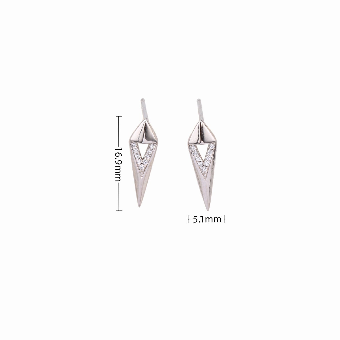 1 Pair Simple Style Streetwear Rhombus Inlay Sterling Silver Zircon Ear Studs