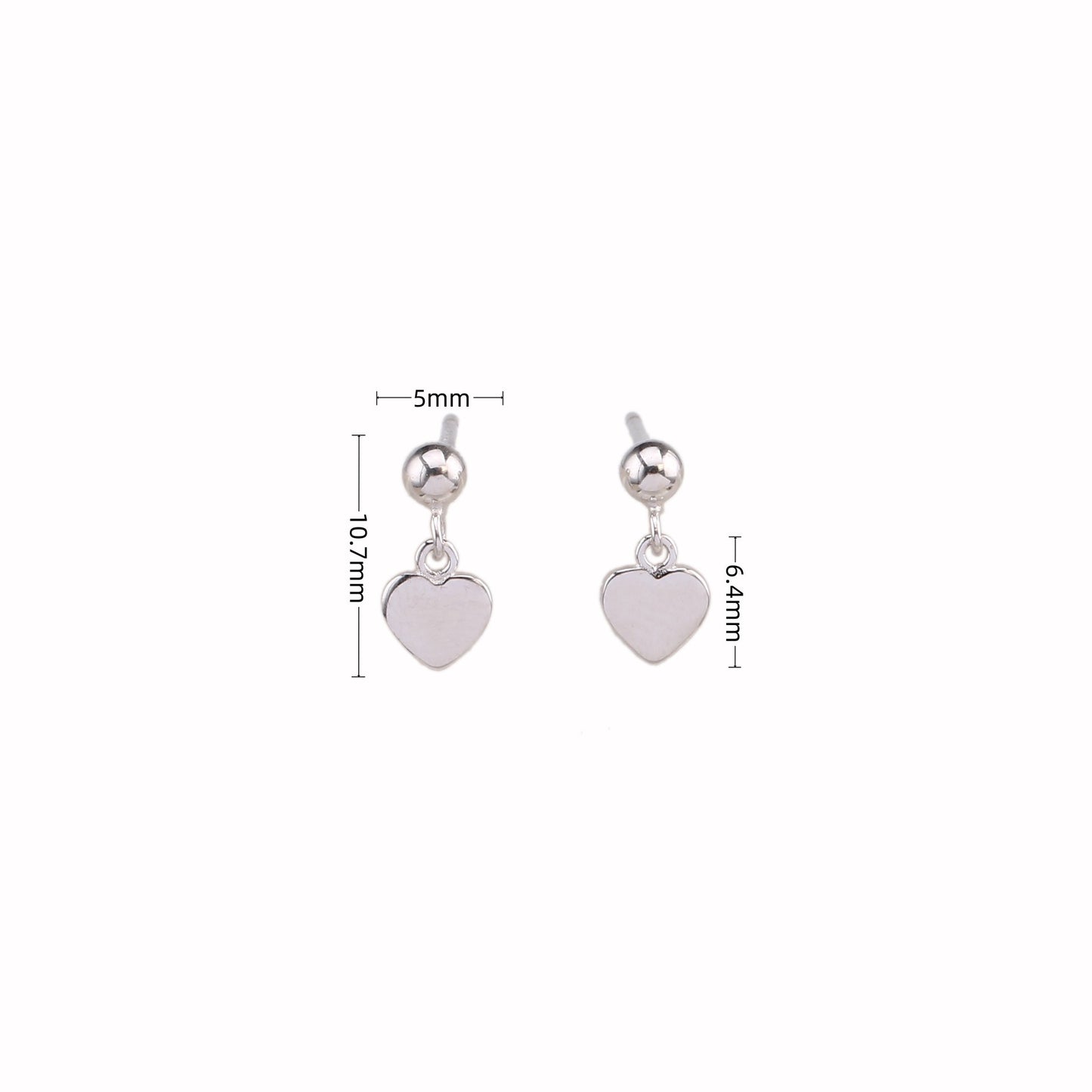 1 Pair Sweet Heart Shape Plating Sterling Silver Drop Earrings