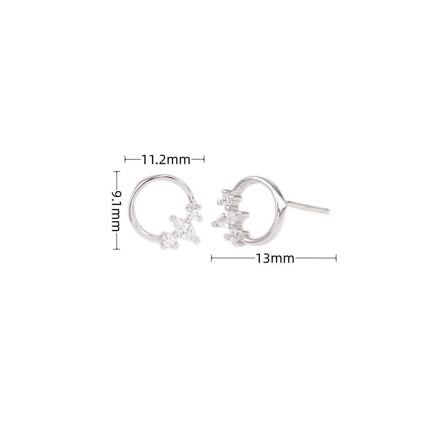 1 Pair Sweet Circle Sterling Silver Ear Studs