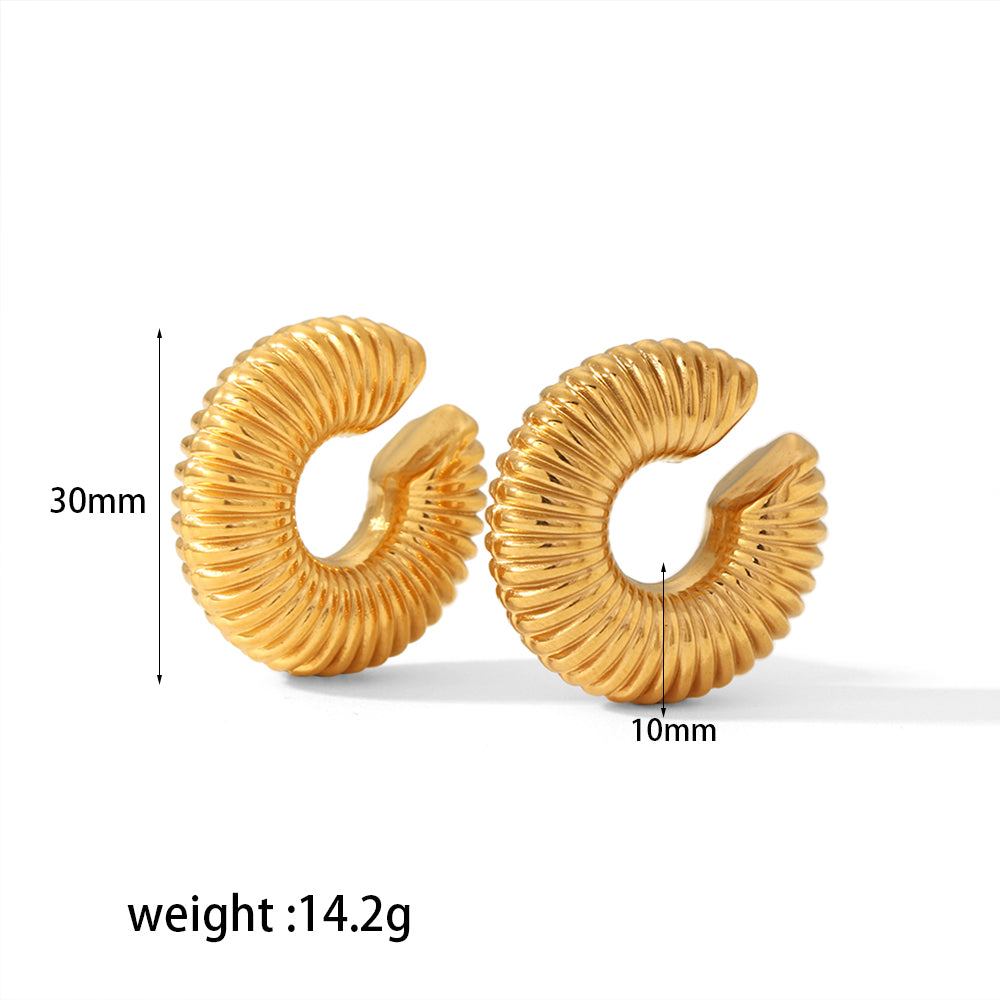 1 Pair Retro C Shape Polishing Plating Stainless Steel 18k Gold Plated Ear Cuffs